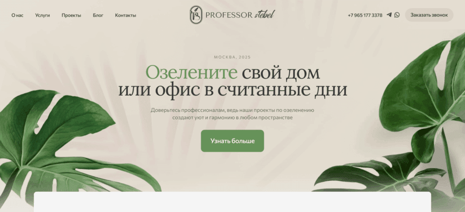 Сайт для компании по фитодизайну и архитектуре