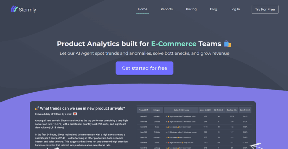 Stormly — сервис аналитики для e-commerce и цифровых продуктов